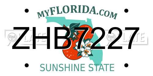ZHB7227 Florida License Plate