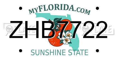 ZHB7722 Florida License Plate