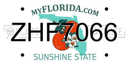 ZHF7066 Florida License Plate