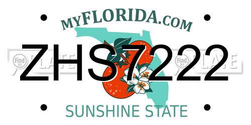 ZHS7222 Florida License Plate