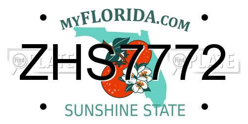 ZHS7772 Florida License Plate
