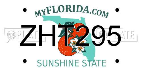ZHT295 Florida License Plate