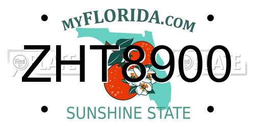 ZHT8900 Florida License Plate