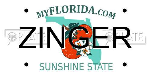ZINGER Florida License Plate