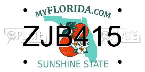 ZJB415 Florida License Plate
