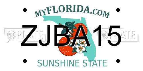 ZJBA15 Florida License Plate