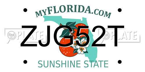 ZJG52T Florida License Plate