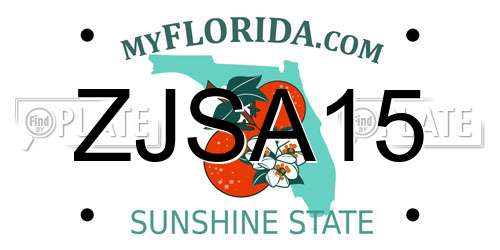 ZJSA15 Florida License Plate