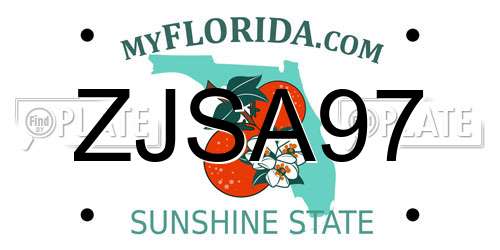 ZJSA97 Florida License Plate