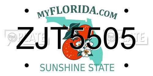 ZJT5505 Florida License Plate