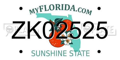 ZK02525 Florida License Plate