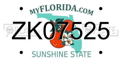 ZK07525 Florida License Plate