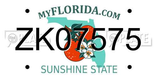 ZK07575 Florida License Plate