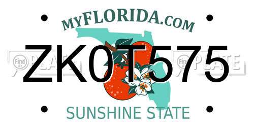 ZK0T575 Florida License Plate