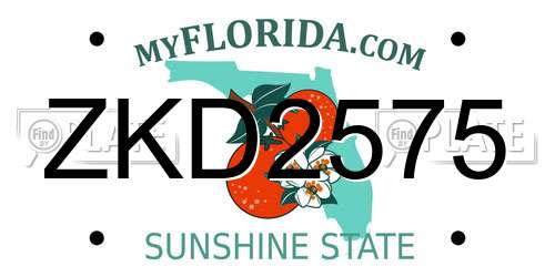 ZKD2575 Florida License Plate