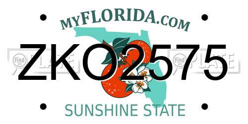 ZKO2575 Florida License Plate