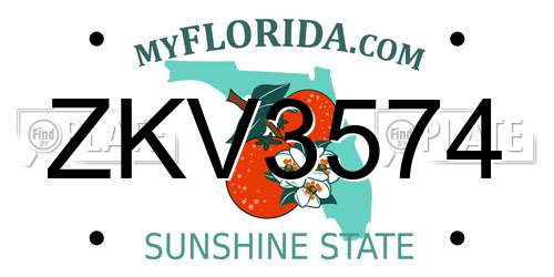 ZKV3574 Florida License Plate