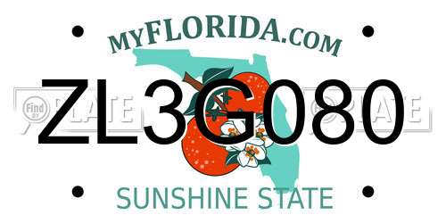ZL3G080 Florida License Plate