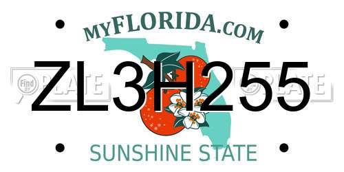ZL3H255 Florida License Plate