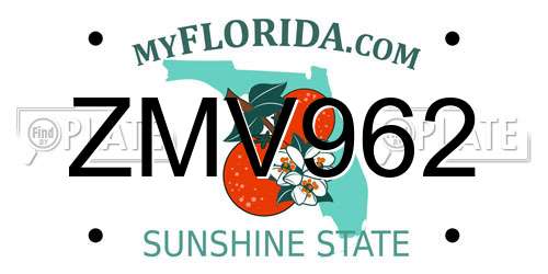 ZMV962 Florida License Plate