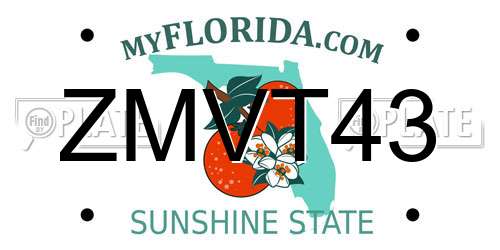 ZMVT43 Florida License Plate