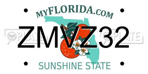 ZMVZ32 Florida License Plate
