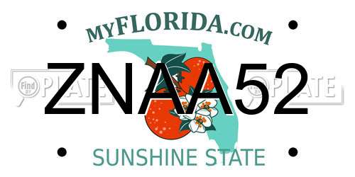 ZNAA52 Florida License Plate