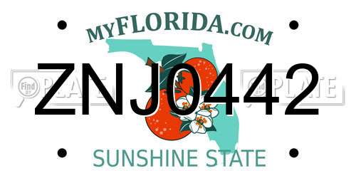 ZNJ0442 Florida License Plate