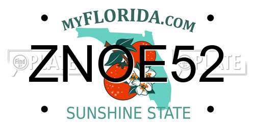 ZNOE52 Florida License Plate