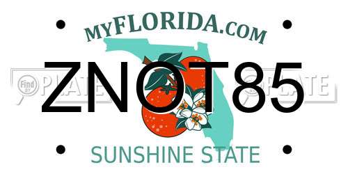 ZNOT85 Florida License Plate