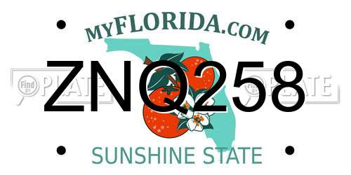 ZNQ258 Florida License Plate