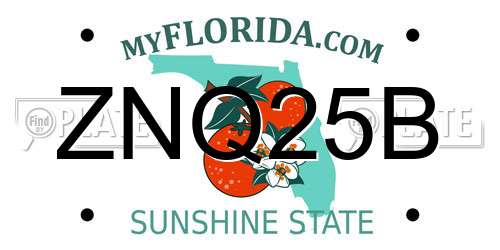 ZNQ25B Florida License Plate