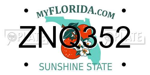 ZNQ352 Florida License Plate