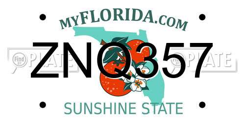 ZNQ357 Florida License Plate