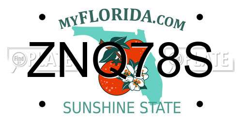 ZNQ78S Florida License Plate