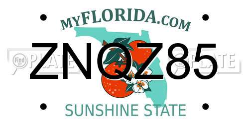 ZNQZ85 Florida License Plate