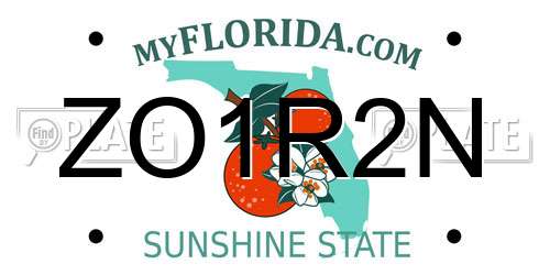 ZO1R2N Florida License Plate