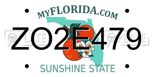 ZO2E479 Florida License Plate
