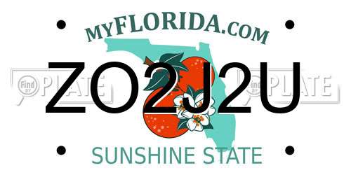 ZO2J2U Florida License Plate