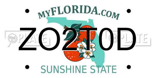 ZO2T0D Florida License Plate