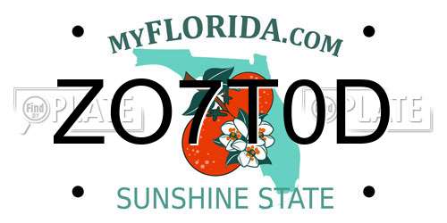 ZO7T0D Florida License Plate