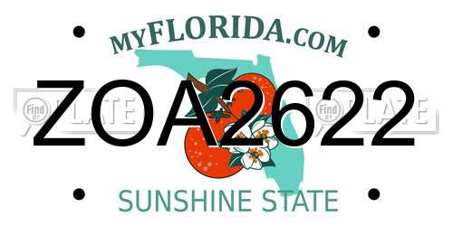 ZOA2622 Florida License Plate