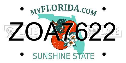 ZOA7622 Florida License Plate