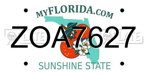ZOA7627 Florida License Plate
