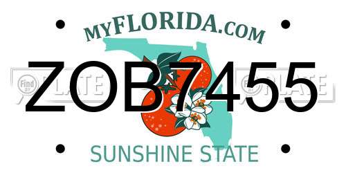 ZOB7455 Florida License Plate