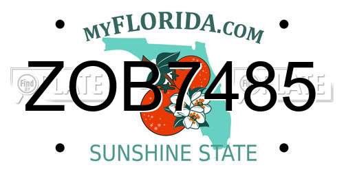 ZOB7485 Florida License Plate