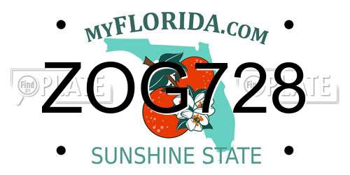 ZOG728 Florida License Plate
