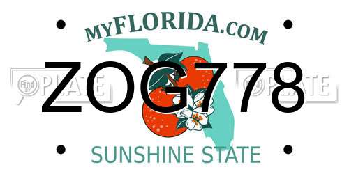 ZOG778 Florida License Plate