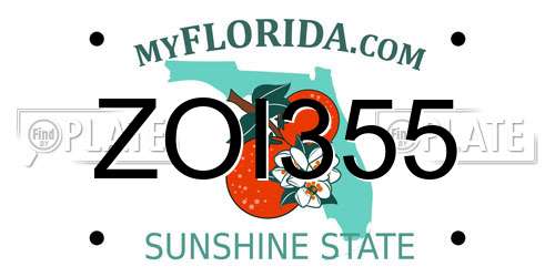 ZOI355 Florida License Plate