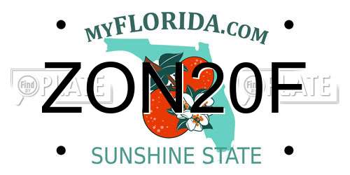 ZON20F Florida License Plate
